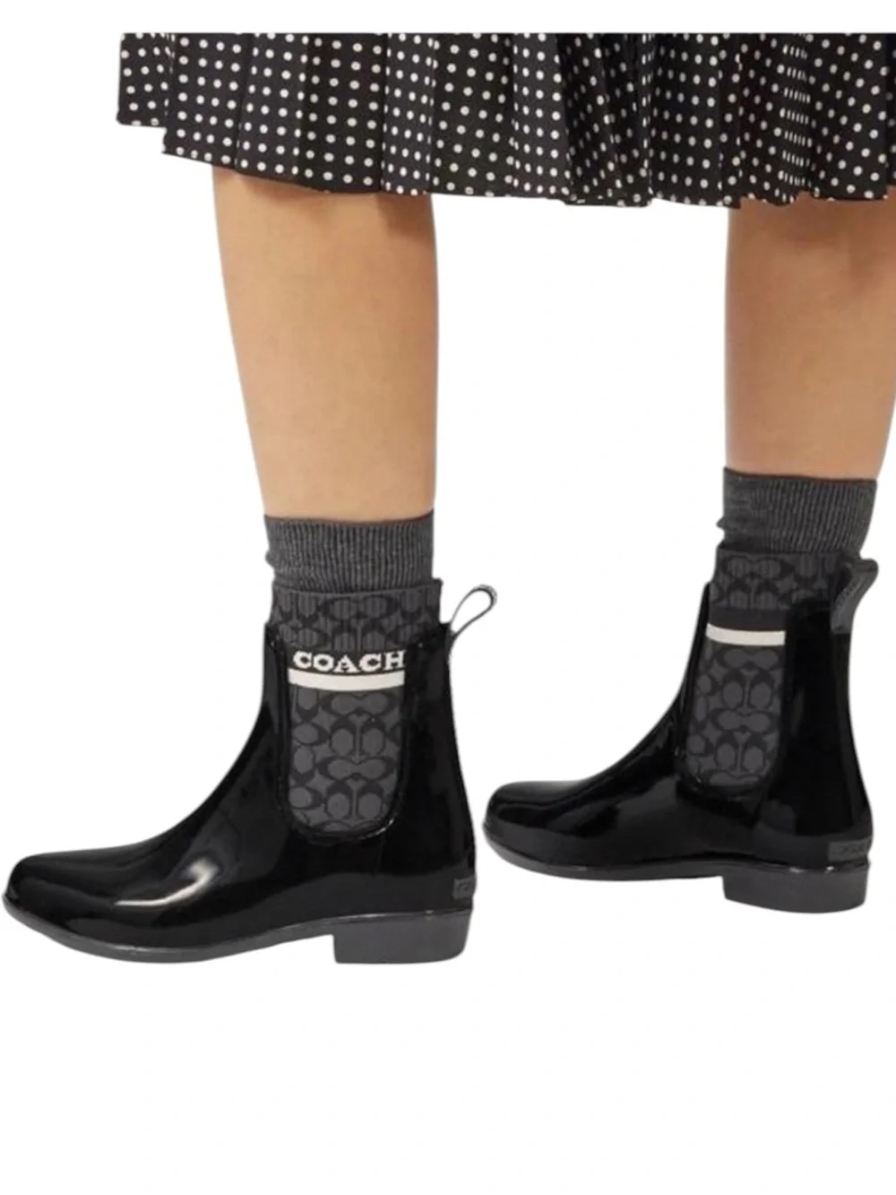 Coach Women’s Rivington Signature Logo Rain Bootie, Size 7 Black